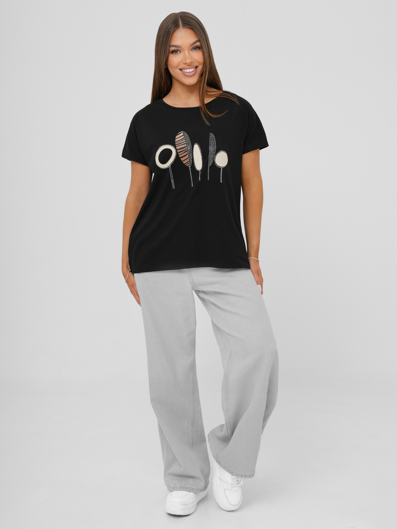 Camiseta de mujer negra OZONEE JS/95T2566/3