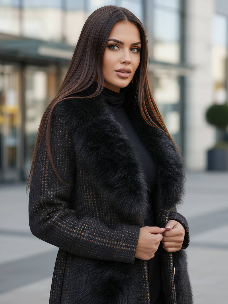 Abrigo de mujer negras OZONEE JS/53M5200/1Z