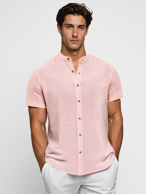 Camisa de hombre con manga corta rosa claro OZONEE O/V162