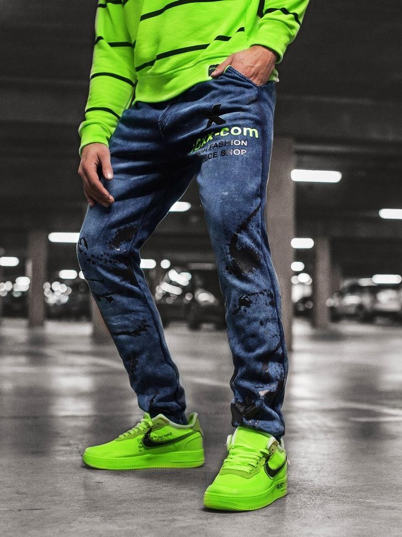 Vaqueros jogger de hombre azul OZONEE JS/KK1061