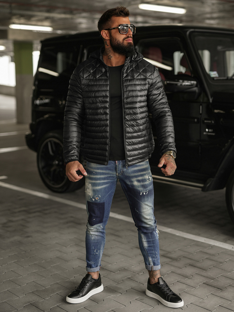 Chaqueta de hombre negra OZONEE JS/16M9328/392BZ