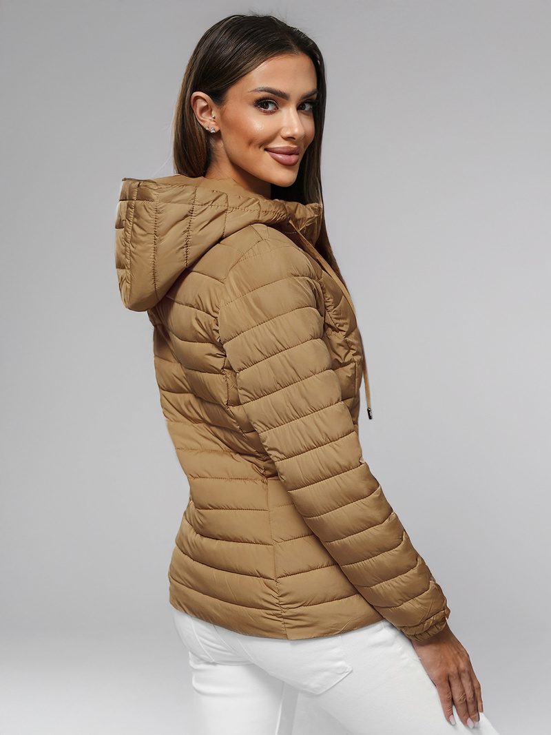 Chaqueta de mujer beige oscuro OZONEE JS/16M9103/84