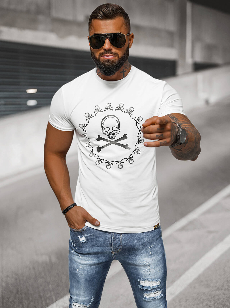 Camiseta de hombre blanco OZONEE NB/MT3068