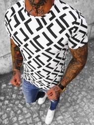 Camiseta de hombre de blanco-negro OZONEE O/BL57Z