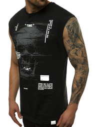 Camiseta sin mangas de hombre negro-blanca OZONEE MACH/M1212