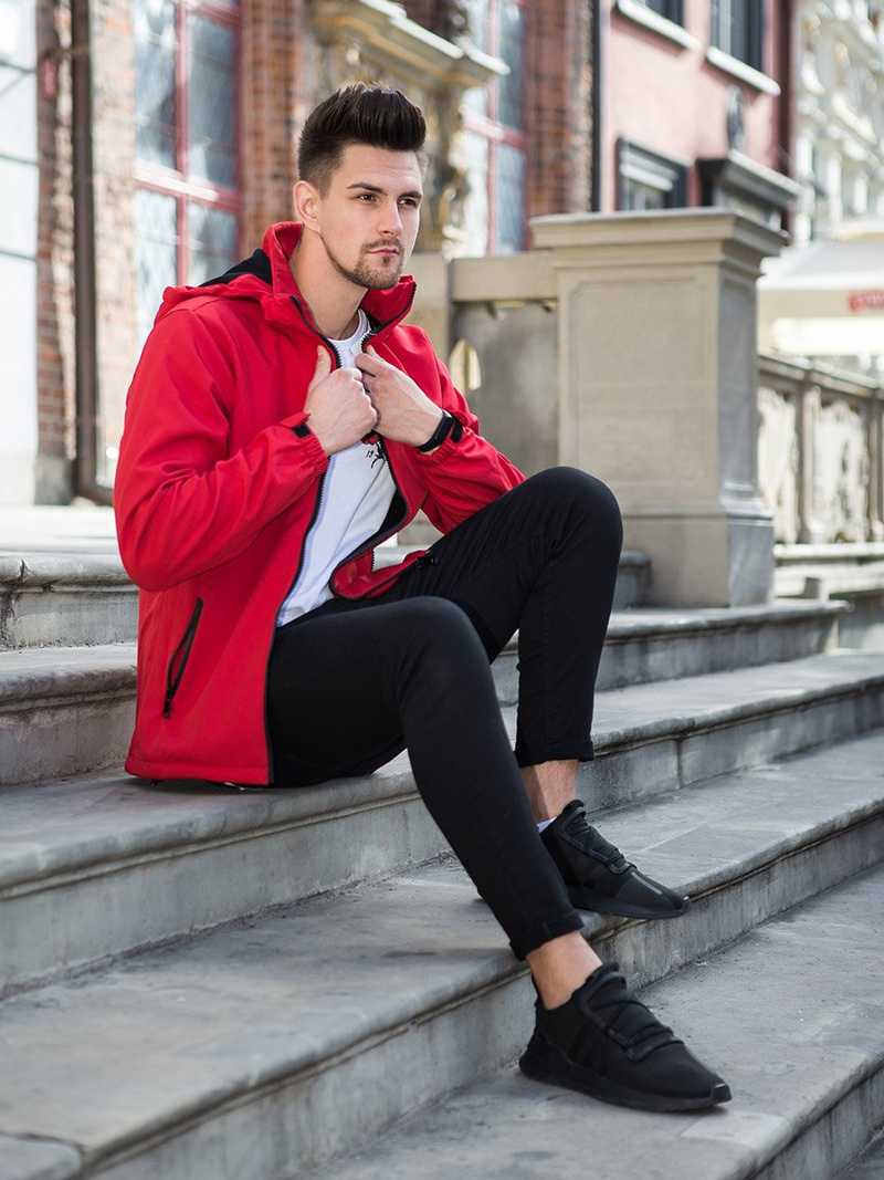 Chaqueta softshell de hombre roja OZONEE JS/56008Z