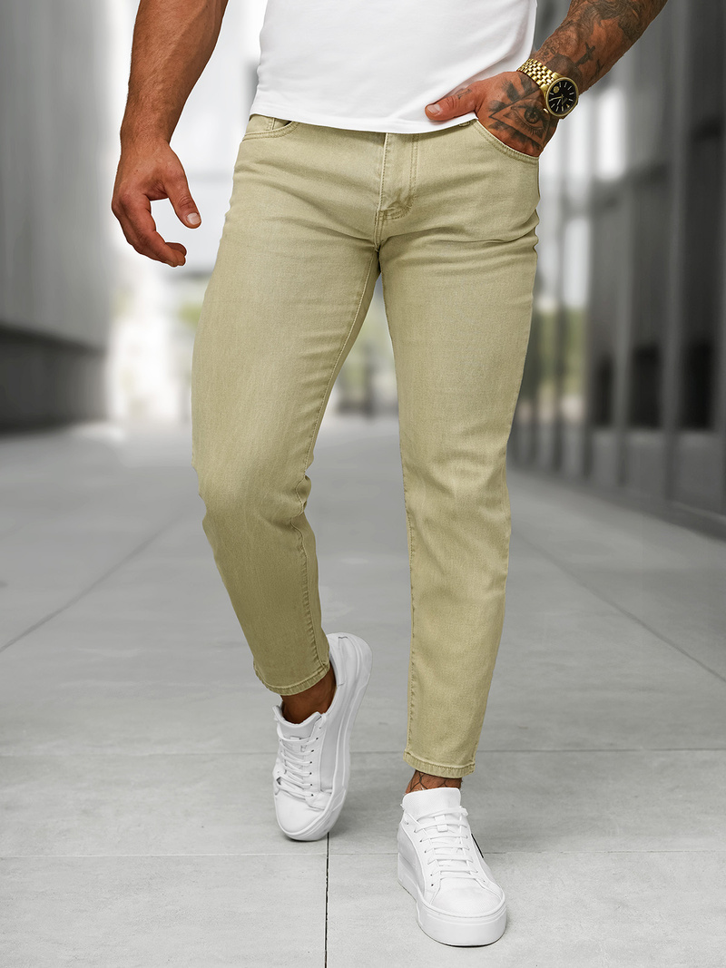 Vaqueros de hombre beige OZONEE BL/JK880