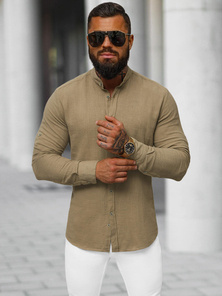 Camisa de hombre beige oscuro OZONEE O/V112