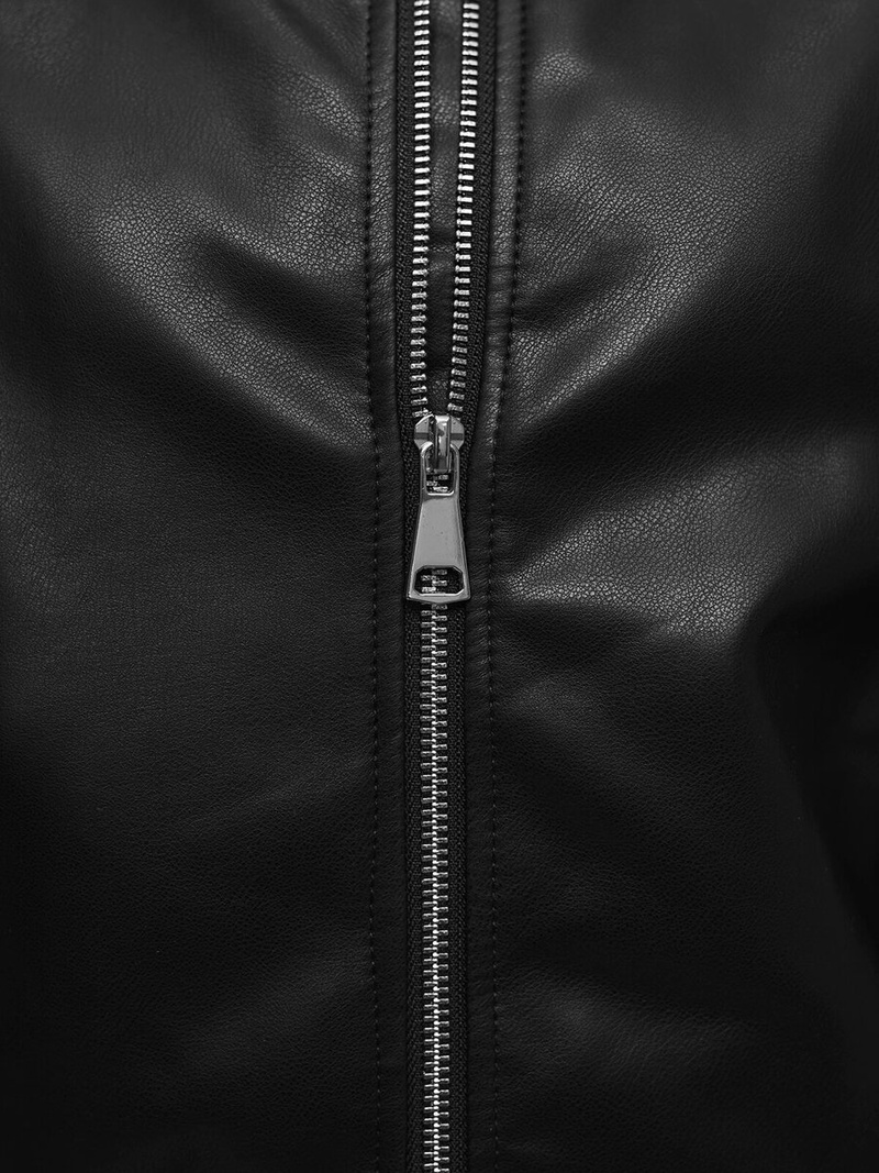 Chaqueta de cuero para mujer negra OZONEE O/G116Z