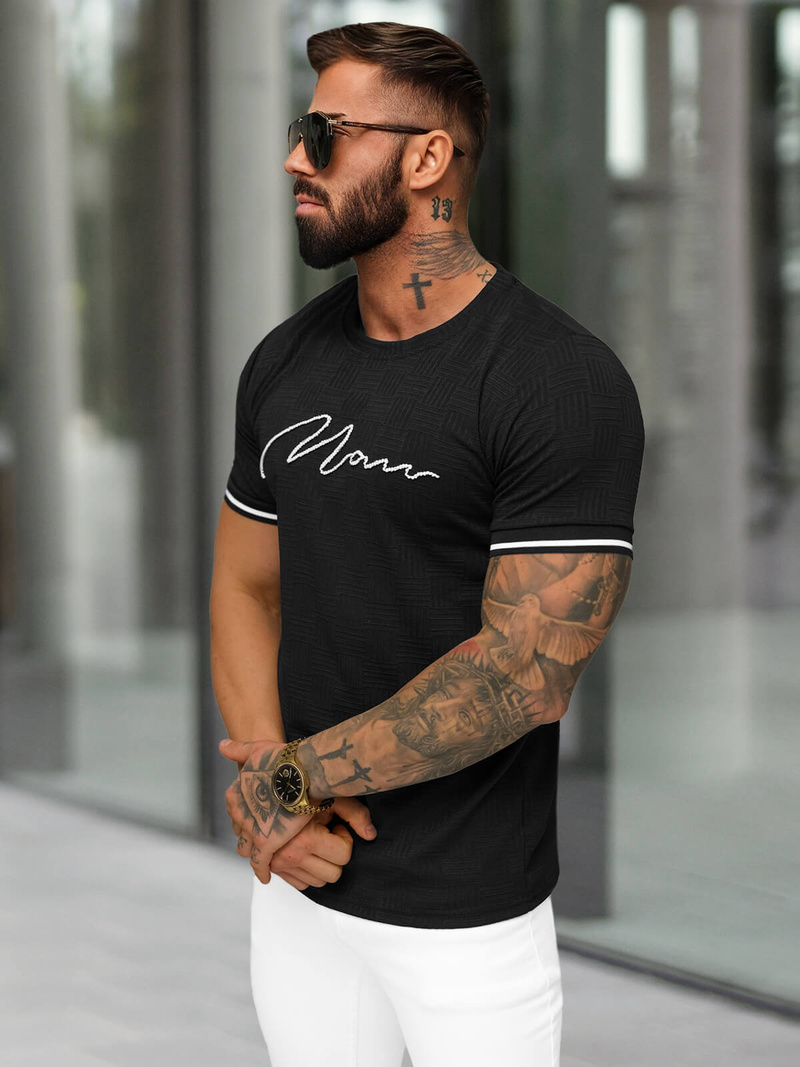 Camiseta de hombre negra OZONEE O/QS11628
