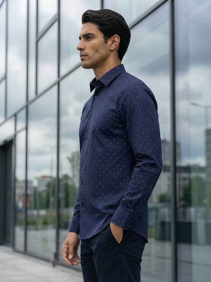 Camisa de hombre azul marino OZONEE V/V181Z