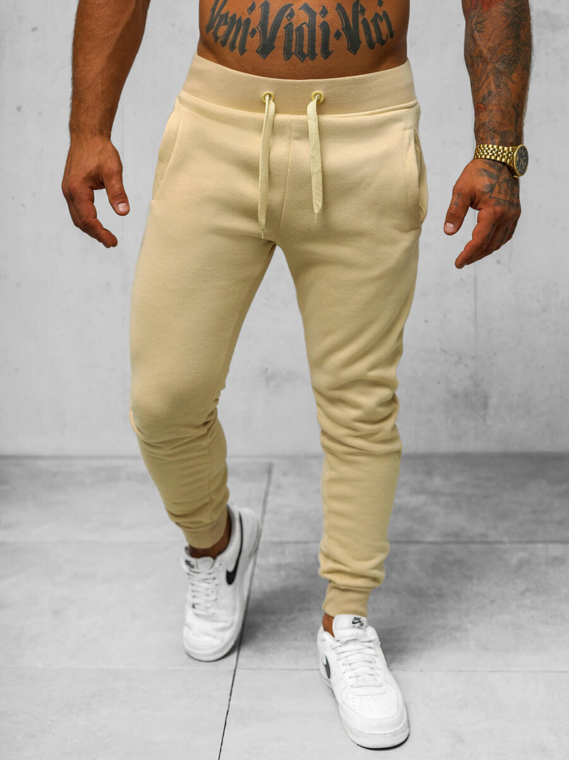 Pantalón de chándal de hombre beige claro OZONEE JS/XW01/159Z