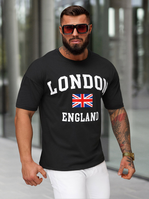 Camiseta de hombre negra OZONEE JS/8B1373/3