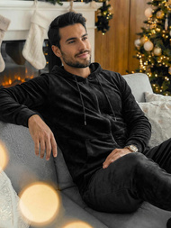 Chándal velour de hombre negro OZONEE JS/8C1169/3Z