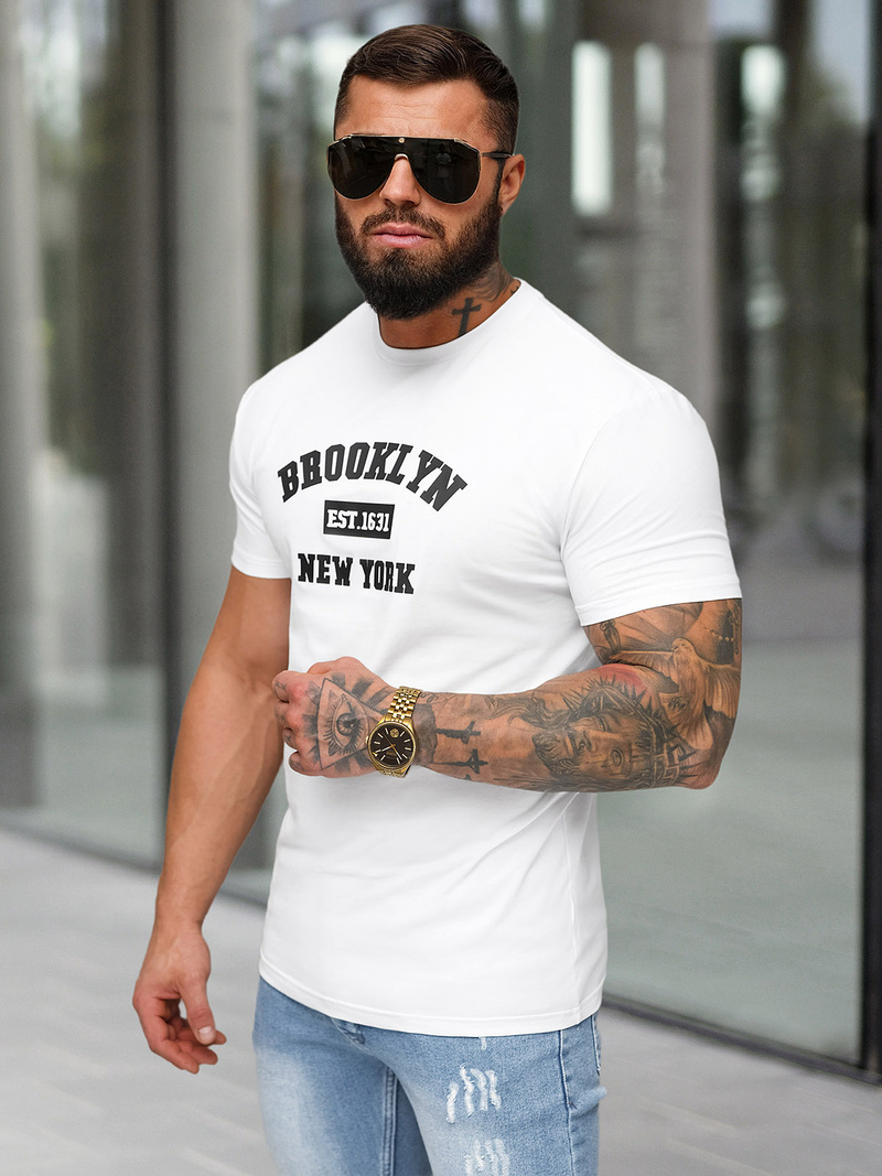 Camiseta de hombre blanco OZONEE NB/MT3134