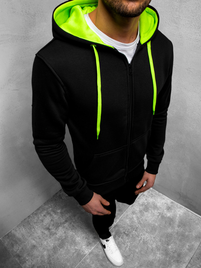 Sudadera de hombre negra-aguamarina OZONEE JS/2013Z