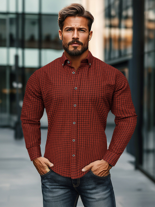 Camisa de hombre de roja OZONEE O/V130