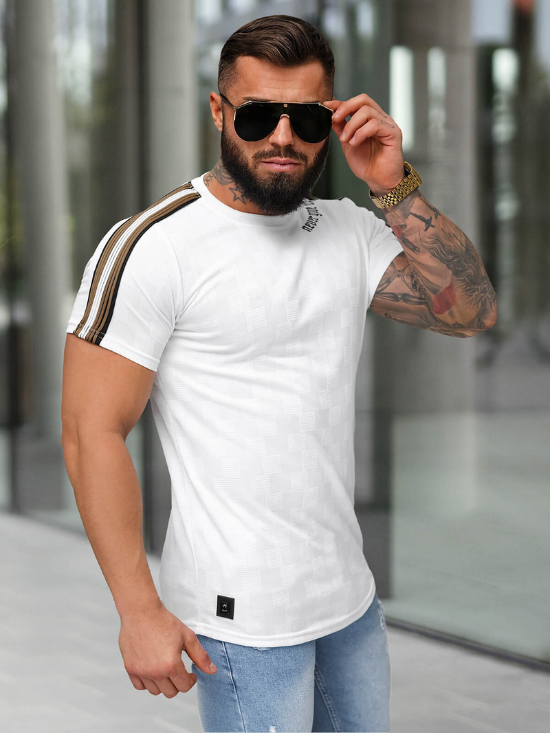 Camiseta de hombre blanco OZONEE O/QS11621