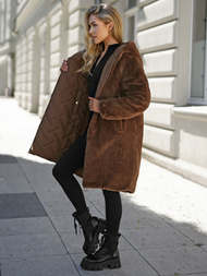 Chaqueta larga de invierno para mujer chocolate OZONEE JS/5M3352/158