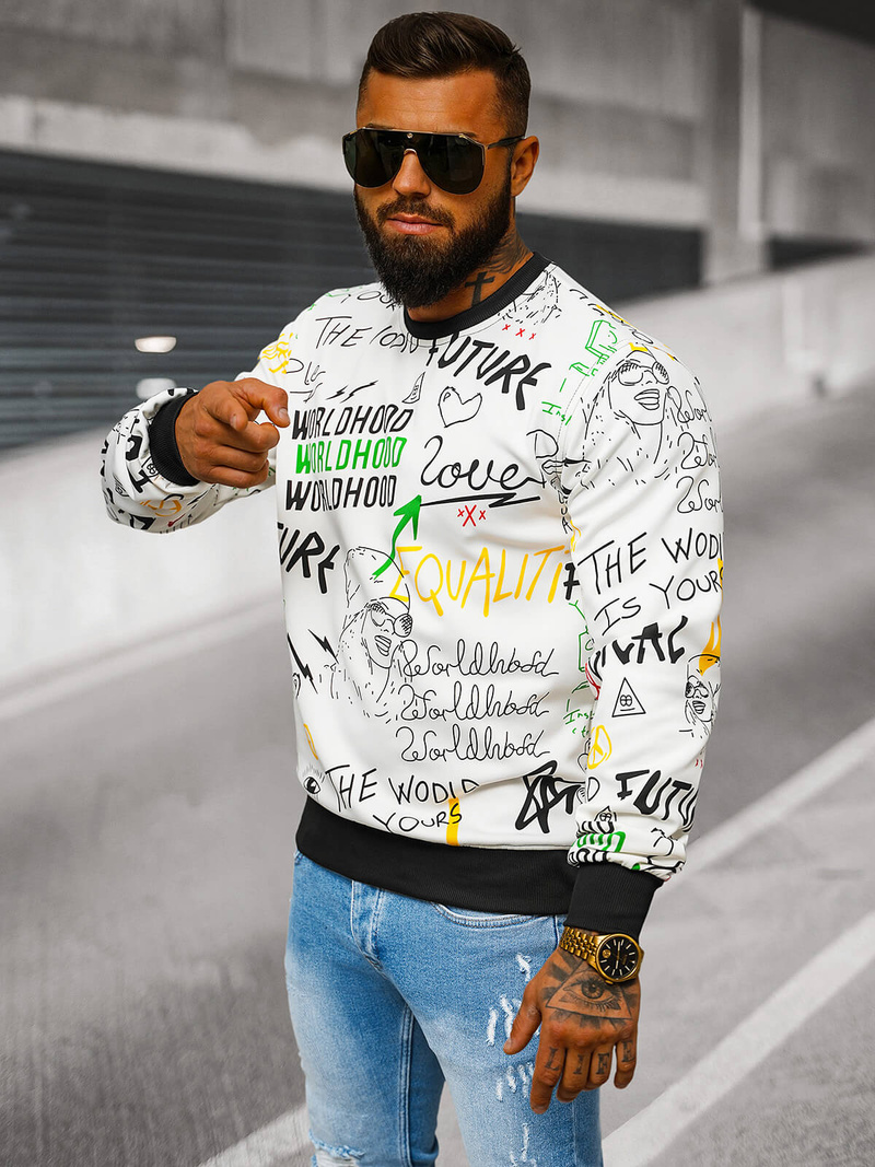 Sudadera de hombre blanca OZONEE JS/8B1228/1