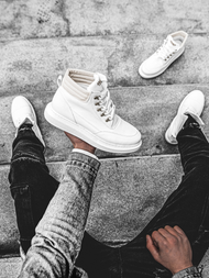 Sneakers altas de hombre blancos OZONEE KN/504