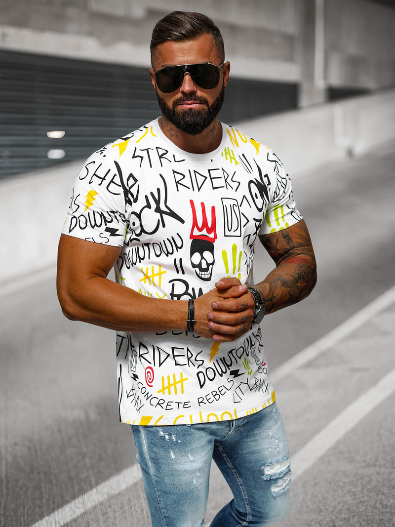 Camiseta de hombre blanco OZONEE JS/8T1212/1