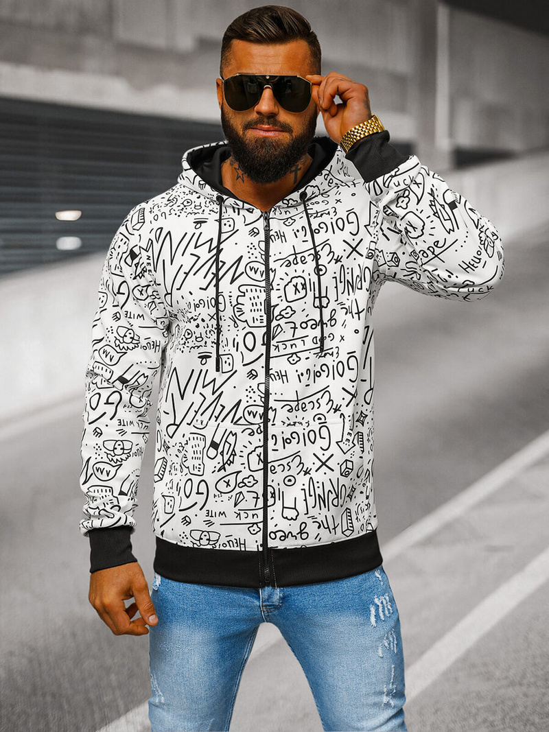 Sudadera de hombre blanca OZONEE JS/8B1182/1