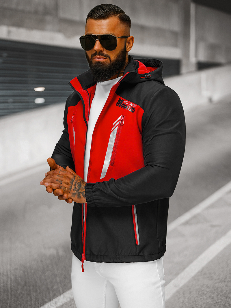 Chaqueta softshell de hombre negra-roja OZONEE JS/HH022/1C