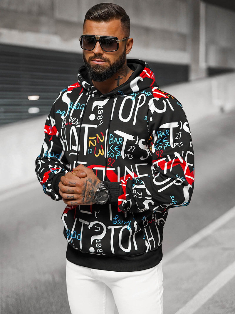 Sudadera de hombre negra OZONEE JS/8B1233/3