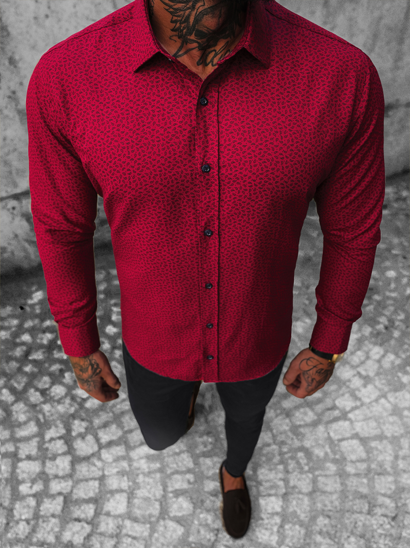 Camisa de hombre de burdeos OZONEE O/3922Z