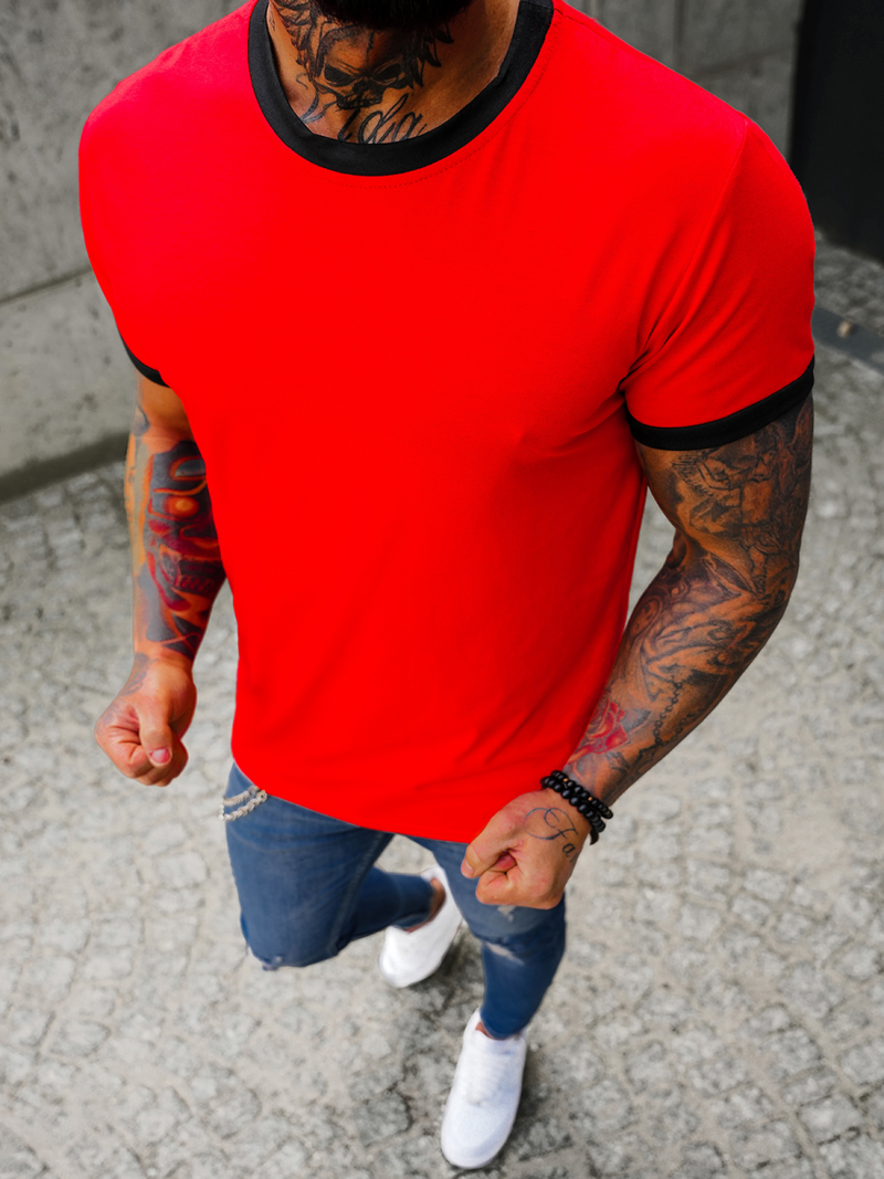 Camiseta de hombre rojo OZONEE JS/8T83/18