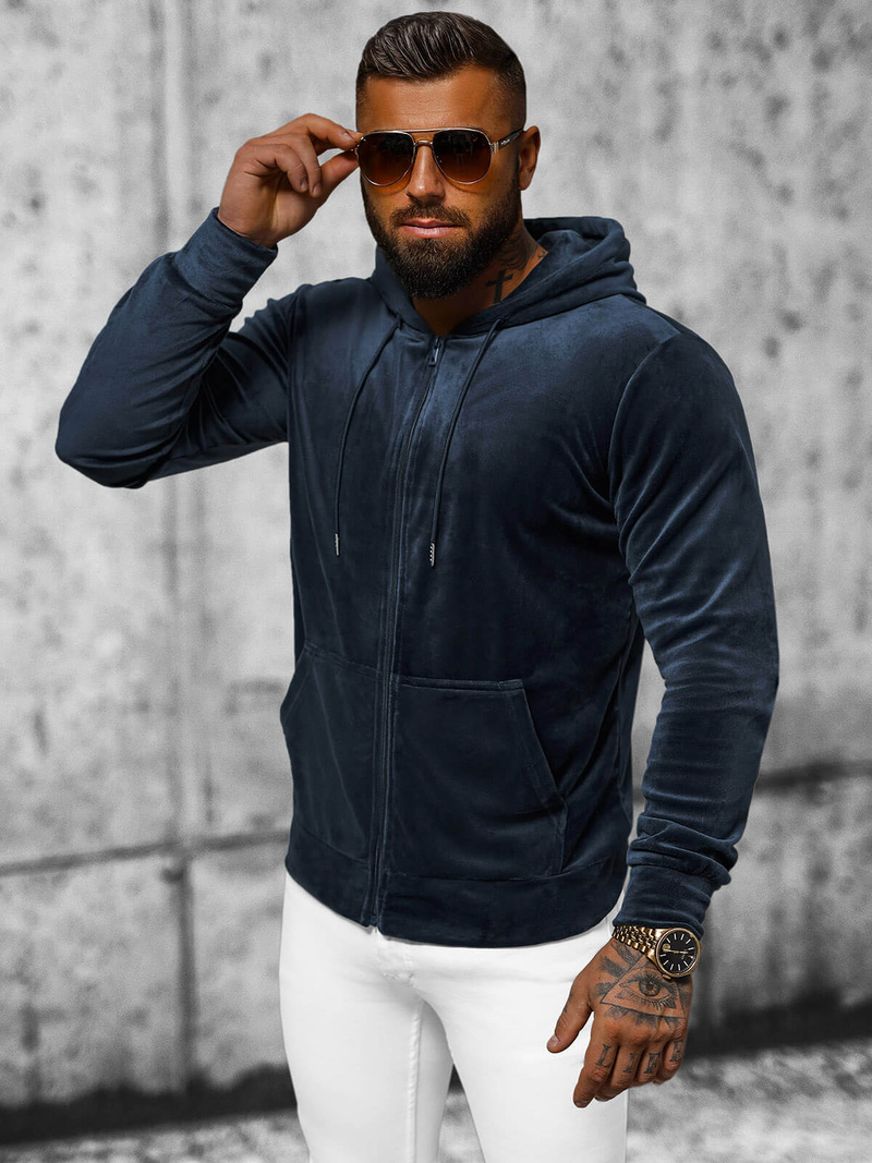 Sudadera velour de hombre azul marino OZONEE JS/8B1168/25