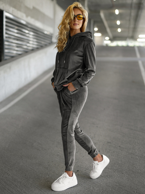 Chándal velour de mujer de grafito OZONEE JS/8C1301/6