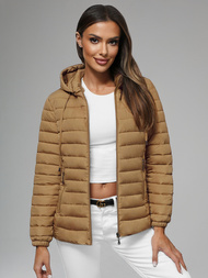 Chaqueta de mujer beige oscuro OZONEE JS/16M9103/84