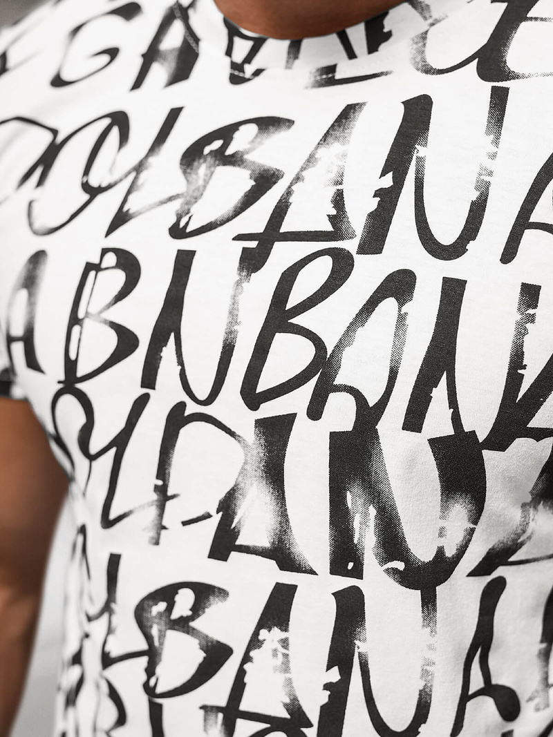 Camiseta de hombre blanco OZONEE JS/8T1215/1