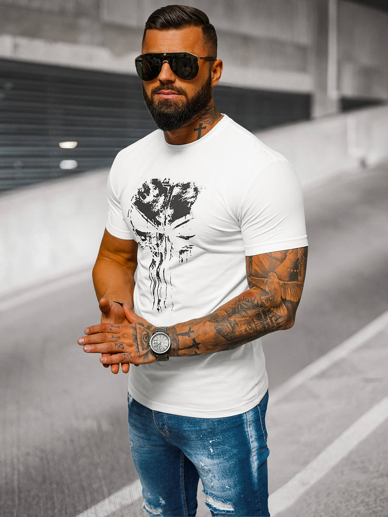 Camiseta de hombre blanco OZONEE NB/MT3045