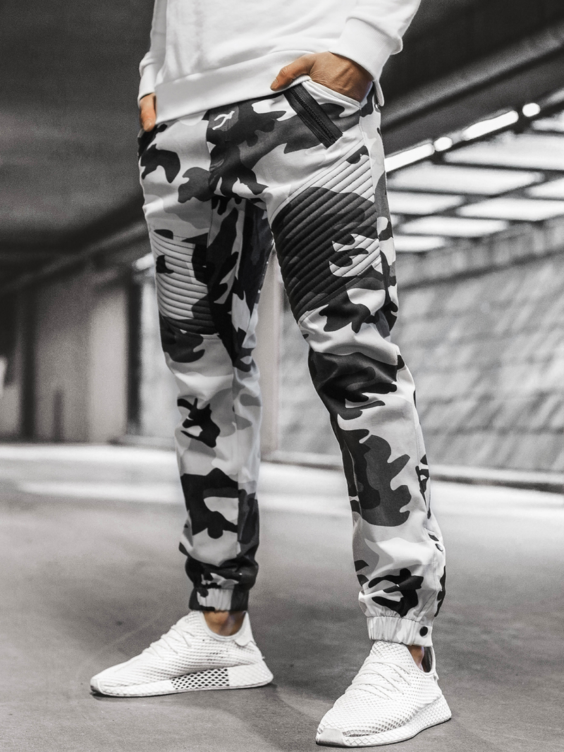 Pantalón chino jogger de hombre negro-blancos OZONEE A/0952