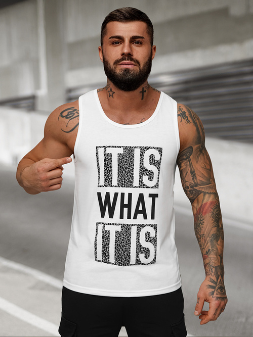 Camiseta sin mangas de hombre blanca OZONEE JS/8B1710/1Z