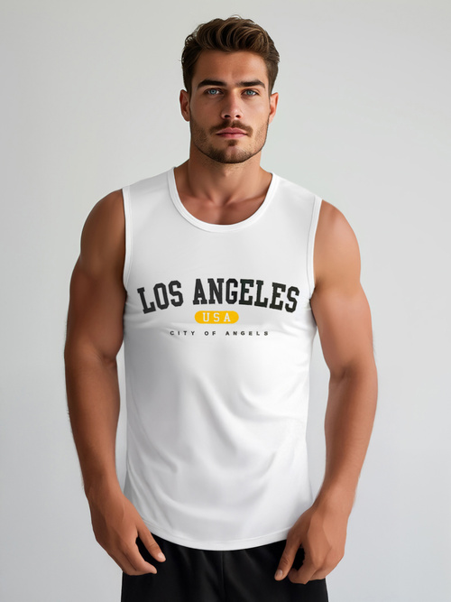 Camiseta sin mangas de hombre blanca OZONEE JS/8B1715/1