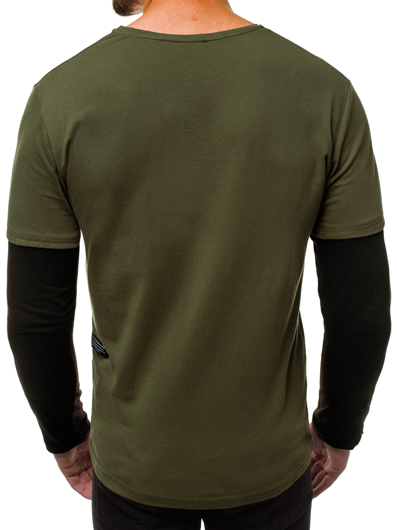 Camiseta de manga larga de hombre verde OZONEE O/1292Z