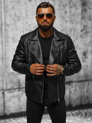 Chaqueta de cuero de hombre negra OZONEE JS/11Z8067
