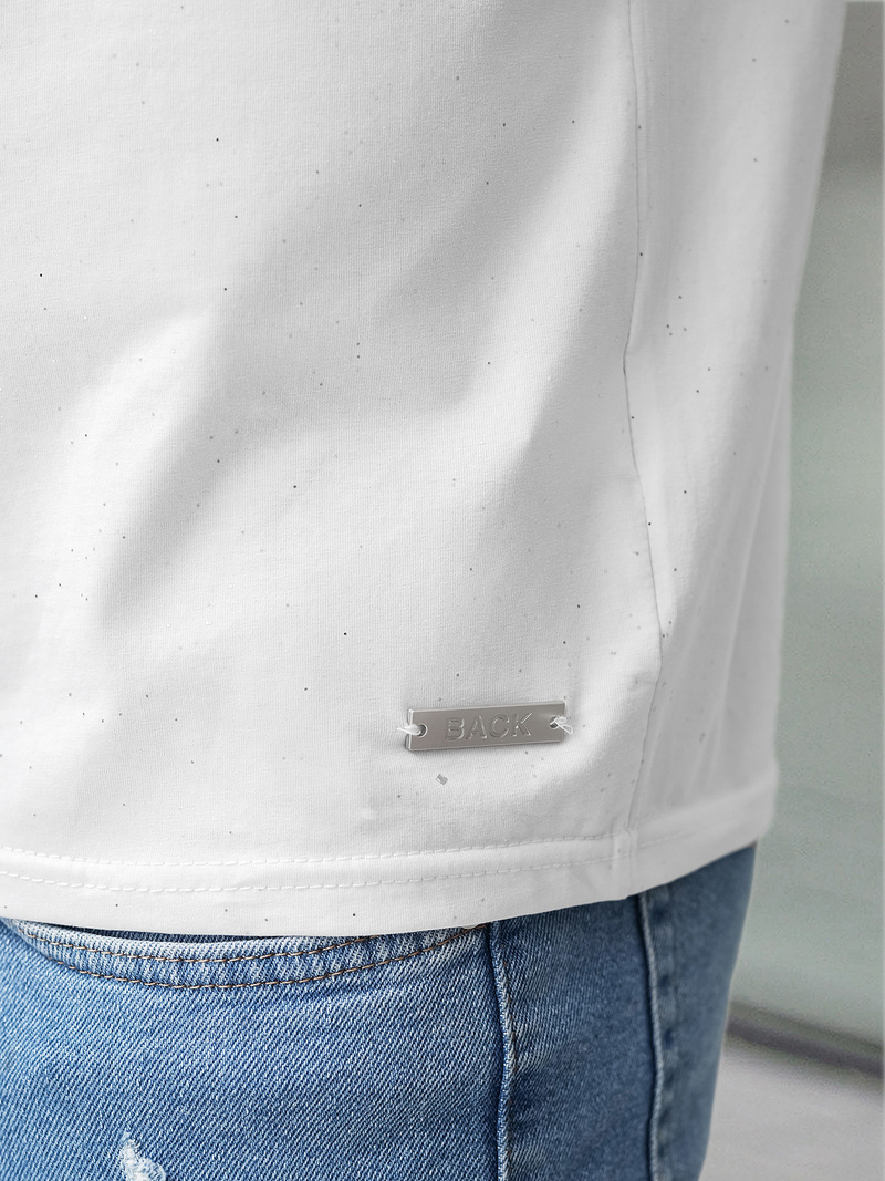 Camiseta de hombre blanco OZONEE O/QQ1386