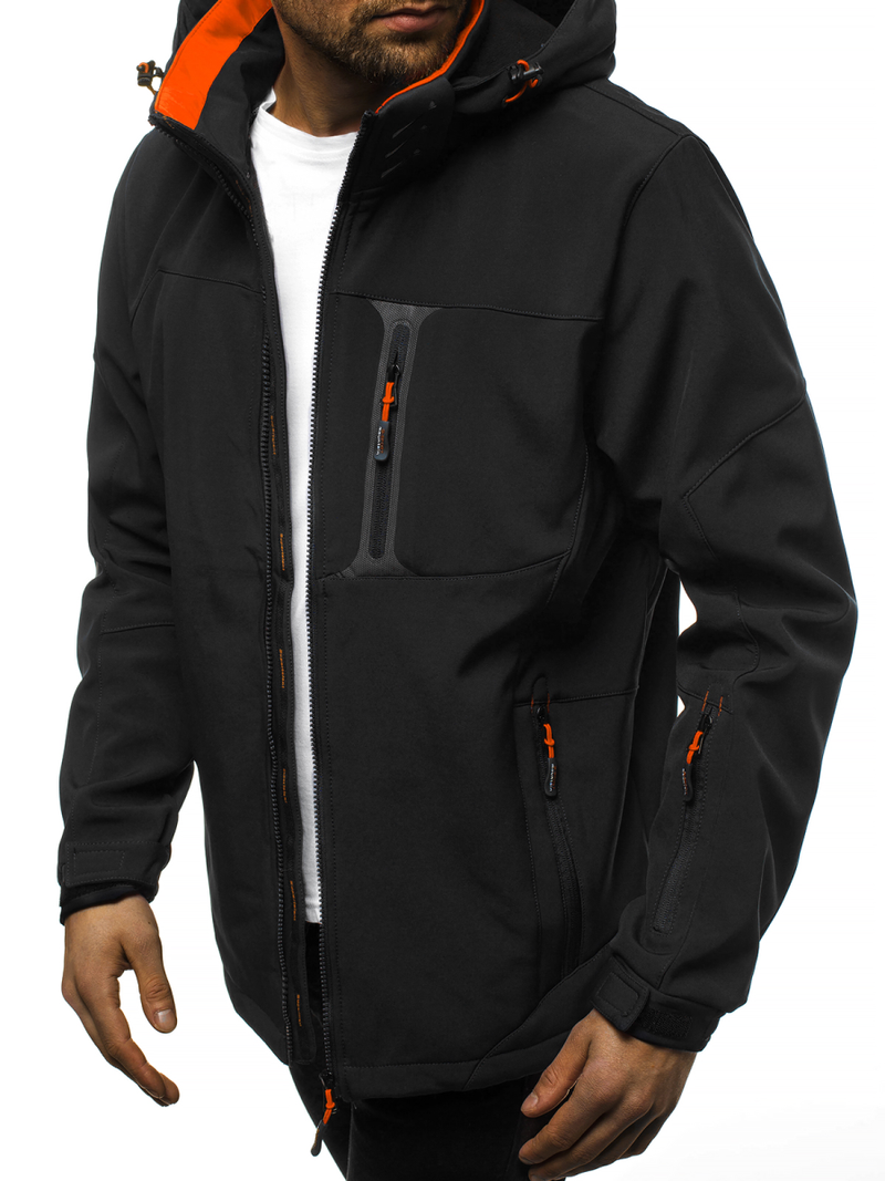 Chaqueta de hombre negro-naranja OZONEE GE/12262