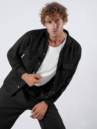 Camisa de hombre negra OZONEE O/GOM23039