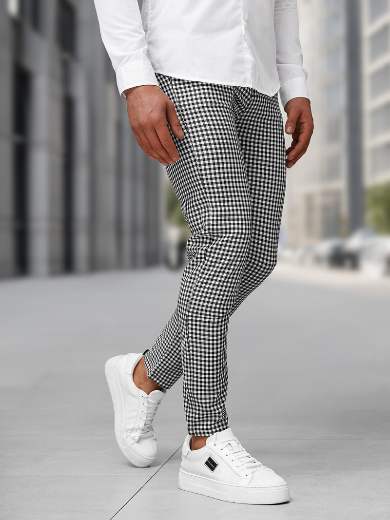 Pantalón de hombre negro-blanco OZONEE DJ/5531Z
