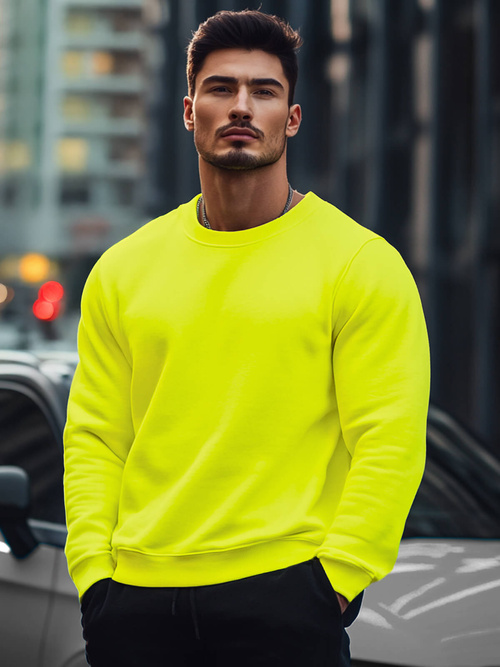 Sudadera de hombre neón amarilla OZONEE JS/2001-10Z