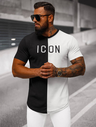Camiseta de hombre negro-blanco OZONEE O/7776T