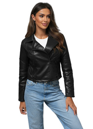 Chaqueta de cuero para mujer negra OZONEE JS/11Z8130