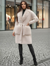 Abrigo de mujer beige OZONEE JS/53M5200/155Z