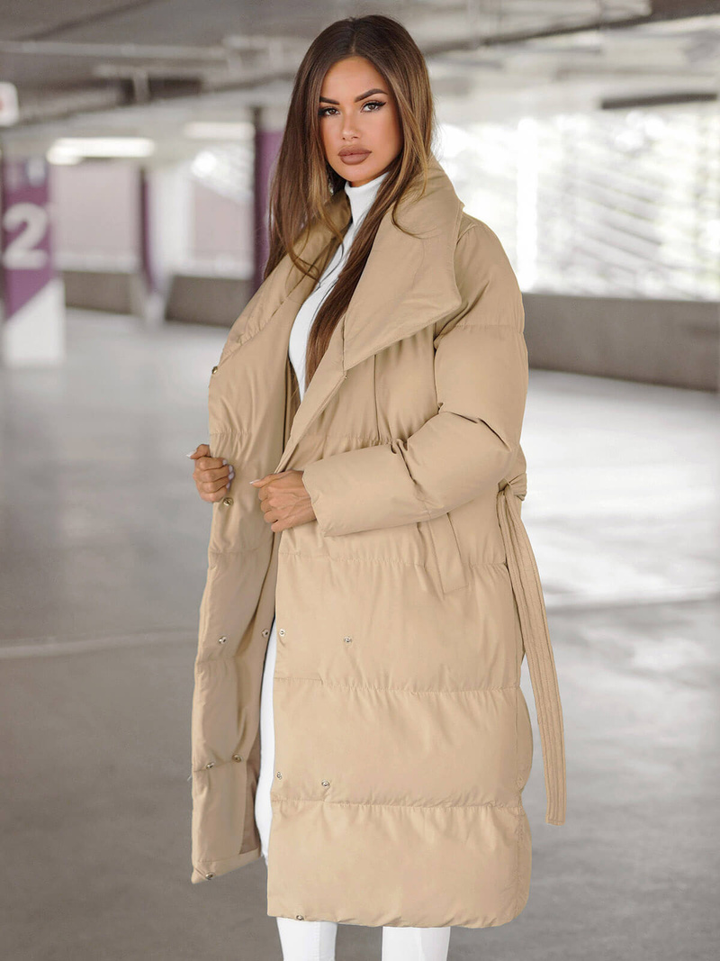 Chaqueta de mujer beige OZONEE JS/M737/62Z